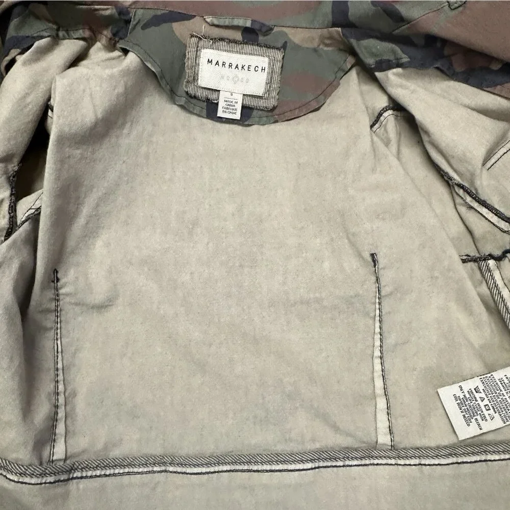 Marrakech Anthropologie Camo Cropped Utility Jacket Women’s Small Cotton Stretch - Picture 10 of 10